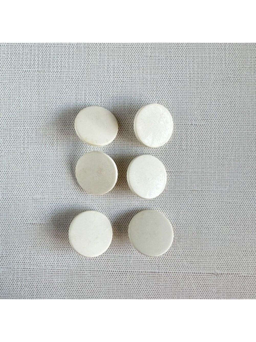 Vintage White Plastic Shank Buttons Set of Six Sewing Crafting
